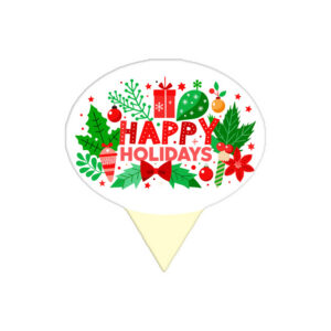 Oval Dessert Topper, Happy Holidays